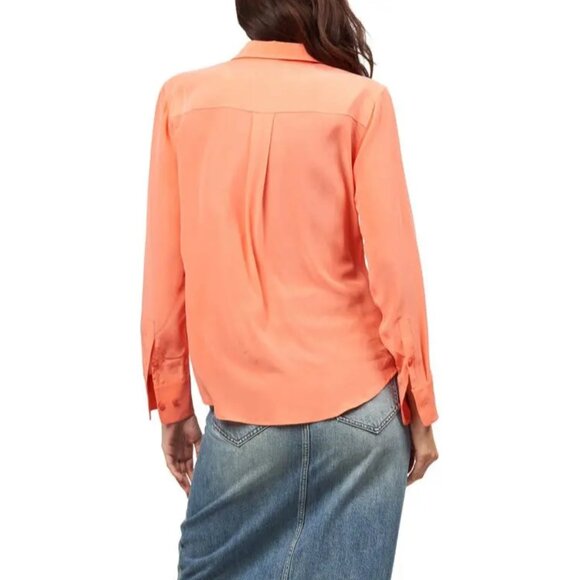 Equipment | Signature Slim Fit Silk Button-Up Shirt In Living Coral - Picture 5 of 14
